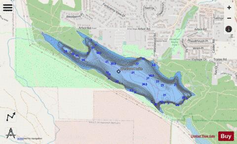 Westwood Lake depth contour Map - i-Boating App - Streets