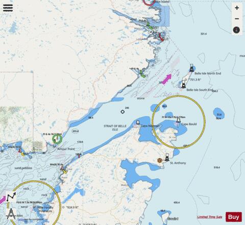 Strait of Belle Isle Marine Chart - Nautical Charts App - Streets