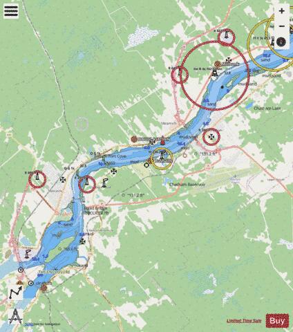Miramichi River - Chatham to/a Newcastle Marine Chart - Nautical Charts App - Streets