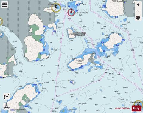 South of / Sud de Drawbucket Tickle Marine Chart - Nautical Charts App - Streets