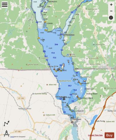 Lac Memphr�magog B-C Marine Chart - Nautical Charts App - Streets