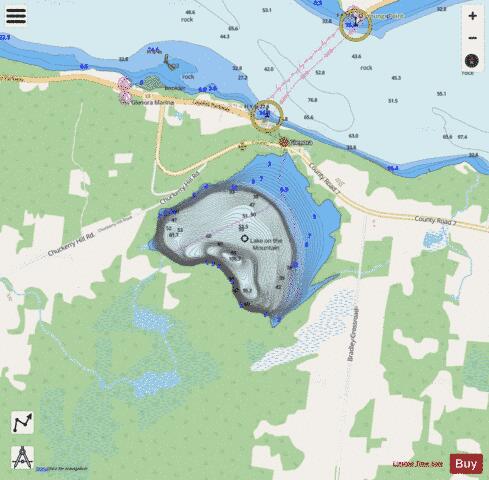 Lake on the Mountain depth contour Map - i-Boating App - Streets
