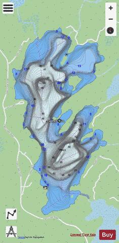 Cashel Lake (Little Salmon Lake) depth contour Map - i-Boating App - Streets