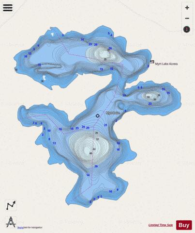 Myrt Lake depth contour Map - i-Boating App - Streets