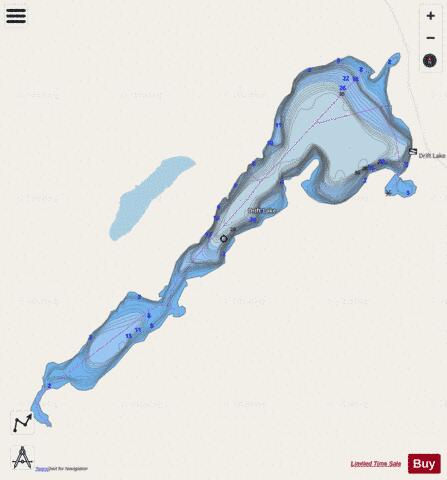 Drift Lake depth contour Map - i-Boating App - Streets