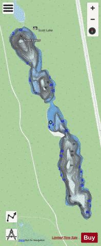 Lower Scott + Upper Scott Lake depth contour Map - i-Boating App - Streets