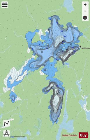 Matchinameigus Lake depth contour Map - i-Boating App - Streets
