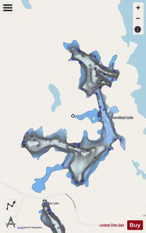 Three Island Lake depth contour Map - i-Boating App - Streets