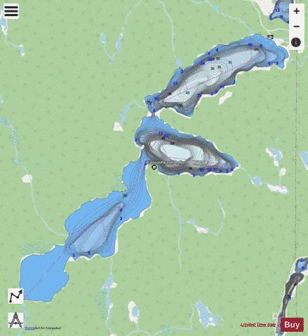 Wawiashkashi Lake depth contour Map - i-Boating App - Streets