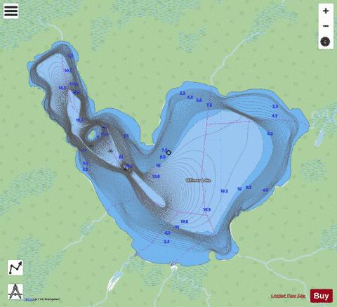Hillmer Lake depth contour Map - i-Boating App - Streets