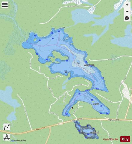 Monck Lake depth contour Map - i-Boating App - Streets
