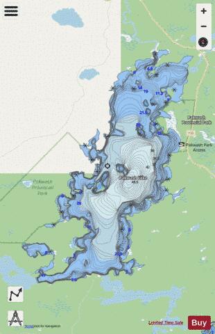 Pakwash Lake depth contour Map - i-Boating App - Streets