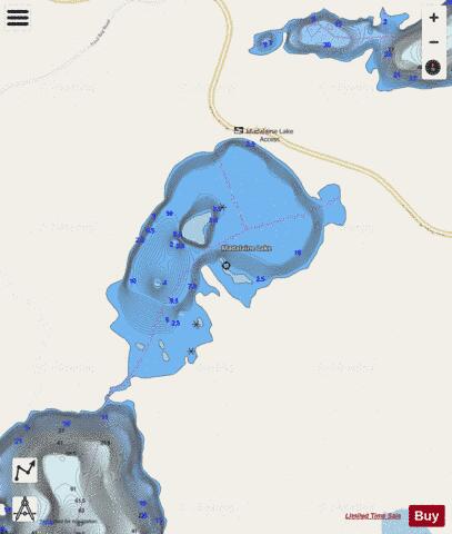 Madalaine Lake depth contour Map - i-Boating App - Streets