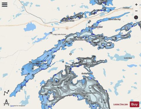 Upper Shebandowan Lake depth contour Map - i-Boating App - Streets
