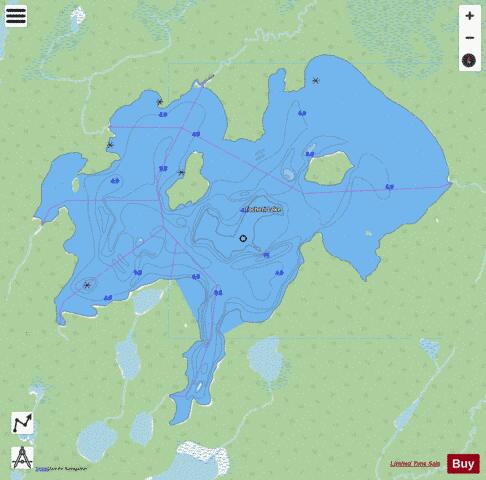 Tocheri Lake depth contour Map - i-Boating App - Streets