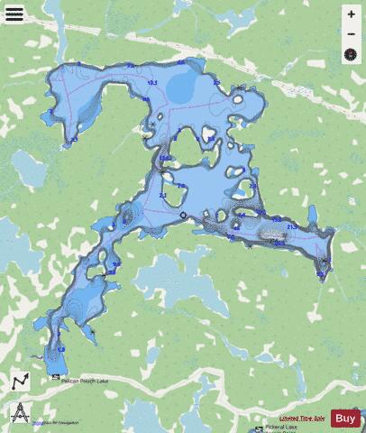 Pelicanpouch Lake depth contour Map - i-Boating App - Streets