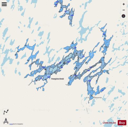 Nibinamik Lake depth contour Map - i-Boating App - Streets