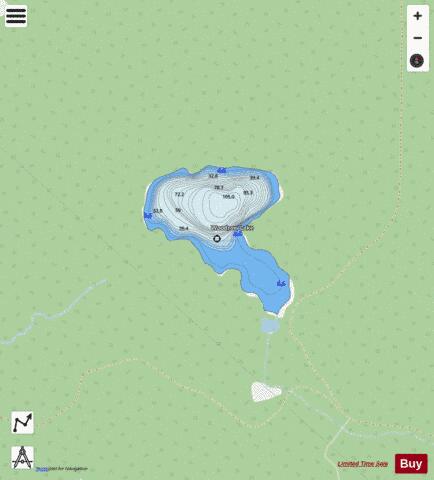 Woodrow Lake depth contour Map - i-Boating App - Streets