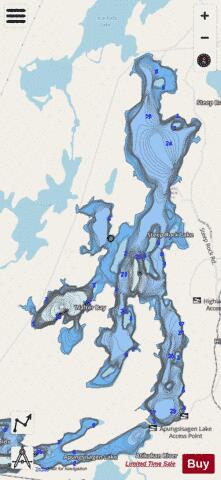 Steep Rock Lake depth contour Map - i-Boating App - Streets
