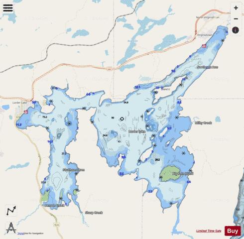 Larder Lake depth contour Map - i-Boating App - Streets