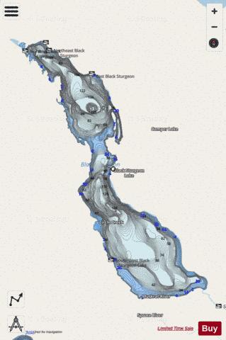 Black Sturgeon Lake depth contour Map - i-Boating App - Streets