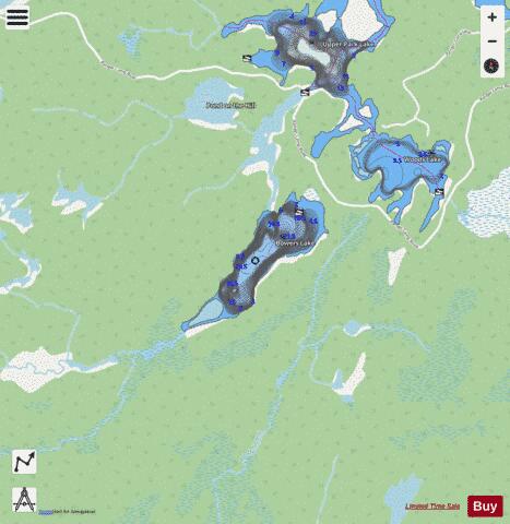 Bowers Lake depth contour Map - i-Boating App - Streets