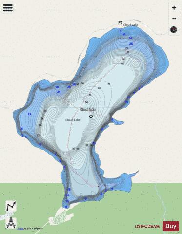 Cloud Lake depth contour Map - i-Boating App - Streets