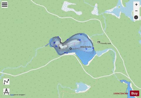 Friendly Lake / Round Lake depth contour Map - i-Boating App - Streets
