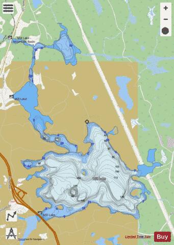 Mill Lake depth contour Map - i-Boating App - Streets