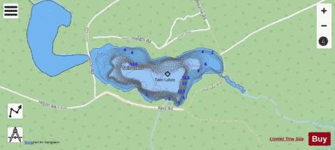 Twin Lakes / Hilton Lake depth contour Map - i-Boating App - Streets