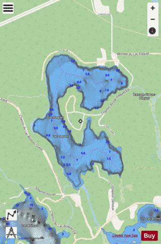 Paquet, Lac depth contour Map - i-Boating App - Streets
