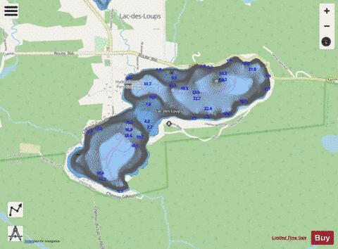 Loups, Lac des depth contour Map - i-Boating App - Streets