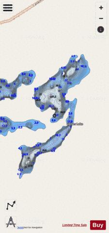 Teneycke, Richter & Upisesew Lakes depth contour Map - i-Boating App - Streets