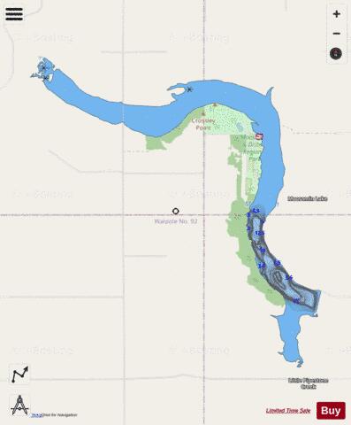 Moosomin Reservoir depth contour Map - i-Boating App - Streets