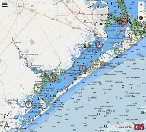 DRUM BAY TO GALVESTON BAY Marine Chart - Nautical Charts App - Streets
