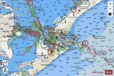 GALVESTON BAY ENTRANCE GALVESTON and TEXAS CITY HRBRS Marine Chart - Nautical Charts App - Streets