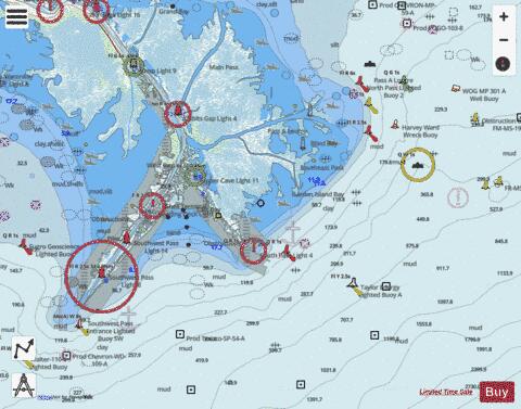MISSISSIPPI RIVER DELTA Marine Chart - Nautical Charts App - Streets