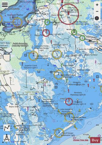 BARATARIA and BAYOU LAFOURCHE WATERWAYS Marine Chart - Nautical Charts App - Streets