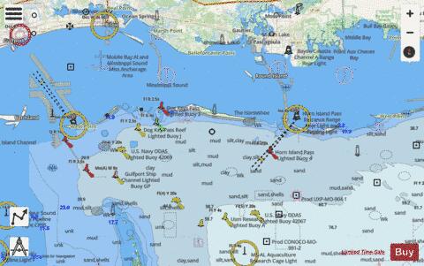 MISSISSIPPI SND and APPROACHES DAUPHIN ISL TO CAT ISL Marine Chart - Nautical Charts App - Streets