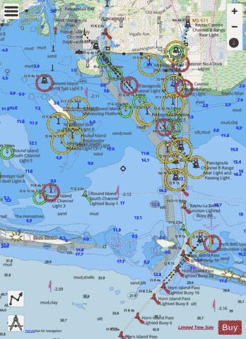 PASCAGOULA HARBOR MISSISSIPPI Marine Chart - Nautical Charts App - Streets