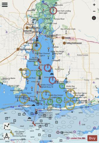 MOBILE BAY ALABAMA Marine Chart - Nautical Charts App - Streets
