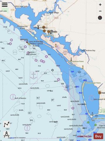 ST JOSEPH AND ST ANDREW BAYS Marine Chart - Nautical Charts App - Streets