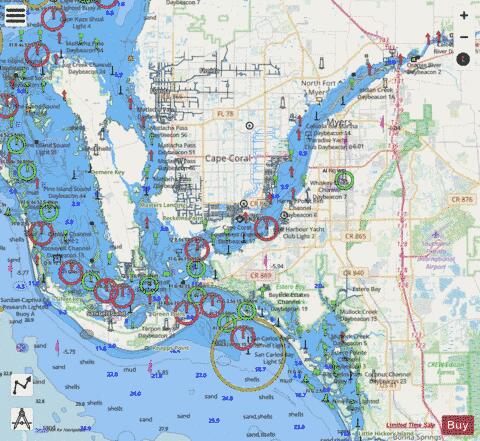 FORT MYERS TO CHARLOTTE HARBOR and WIGGINS PASS Marine Chart - Nautical Charts App - Streets