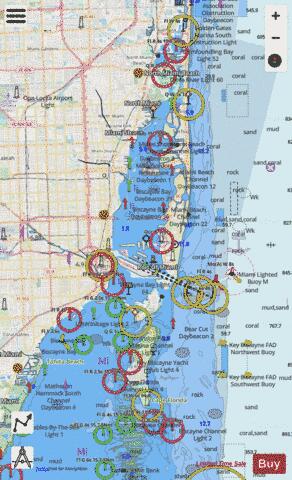 WEST PALM BEACH TO MIAMI FLORIDA Marine Chart - Nautical Charts App - Streets