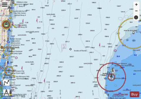 FOWEY ROCKS- HILLSBORO INLET TO BIMINI ISLANDS Marine Chart - Nautical Charts App - Streets