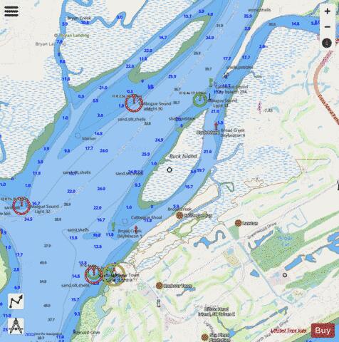 BEAUFORT RIVER TO ST SIMONS SND SIDE A BROAD CREEK EXT Marine Chart - Nautical Charts App - Streets