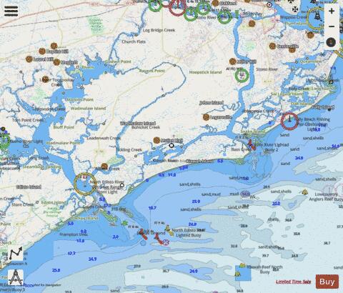 STONO AND NORTH EDISTO RIVERS Marine Chart - Nautical Charts App - Streets