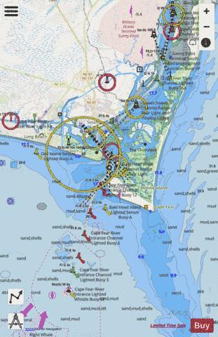 CAPE FEAR RIVER - CAPE FEAR TO WILMINGTON Marine Chart - Nautical Charts App - Streets