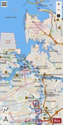 NORFOLK TO GILMERTON 0 MILE OF INTRACOASTAL WATERWAY Marine Chart - Nautical Charts App - Streets