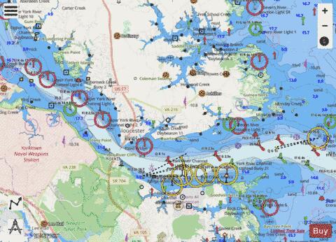 YORK RIVER  YORKTOWN AND VICINITY Marine Chart - Nautical Charts App - Streets
